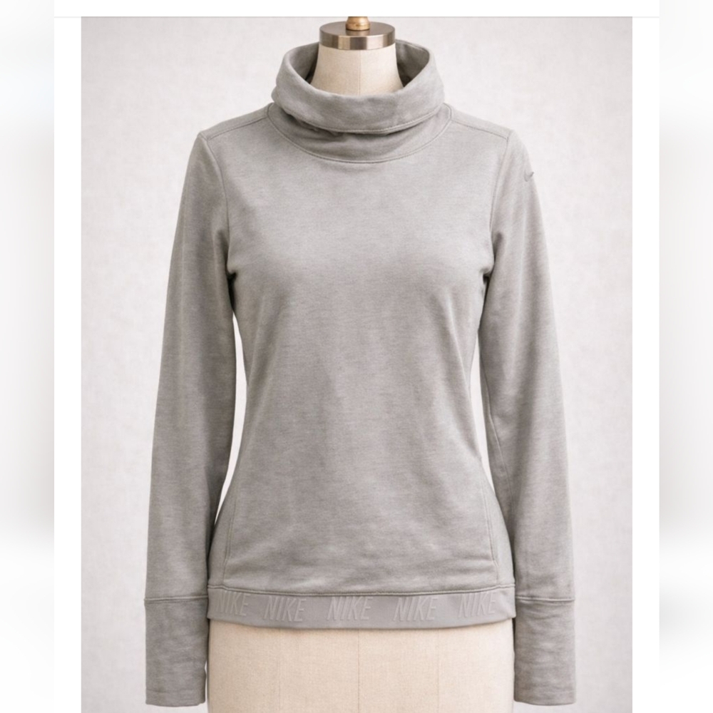 Nike Women's Light Gray Cowl Neck Sweatshirt Dri-Fit